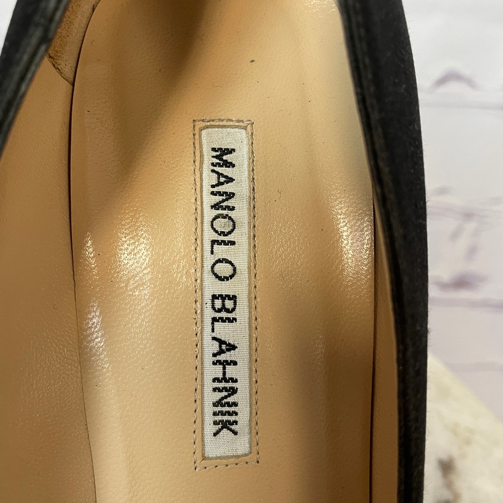 Manolo Blahnik Black Heels with Crystal Buckle - Picture 2 of 12